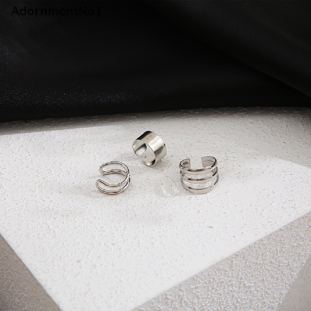 (AdornmentNo1) 1 Set Anting Klip Tanpa Tindik Warna Hitam Untuk Wanita