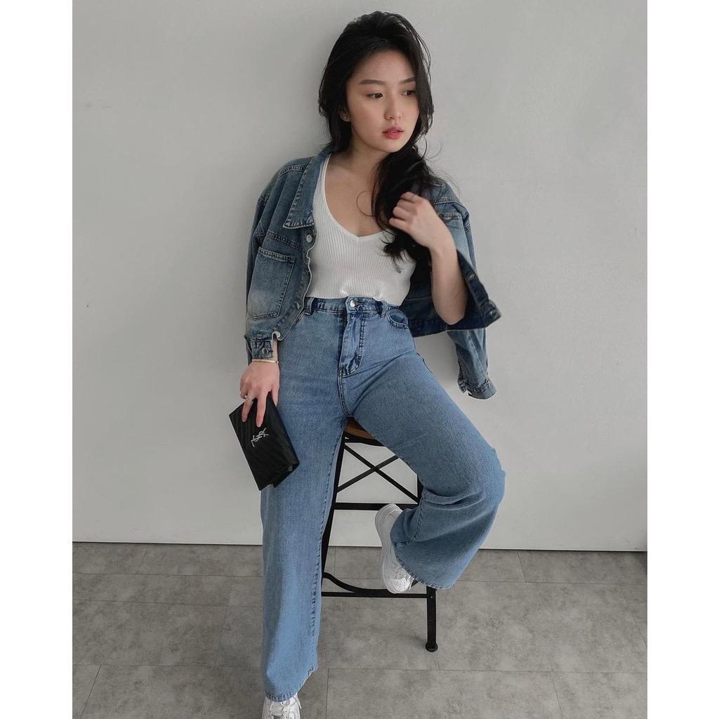 Korean New Women's Loose Highwaist / Highwaist Kulot Jeans Wanita Loose-4