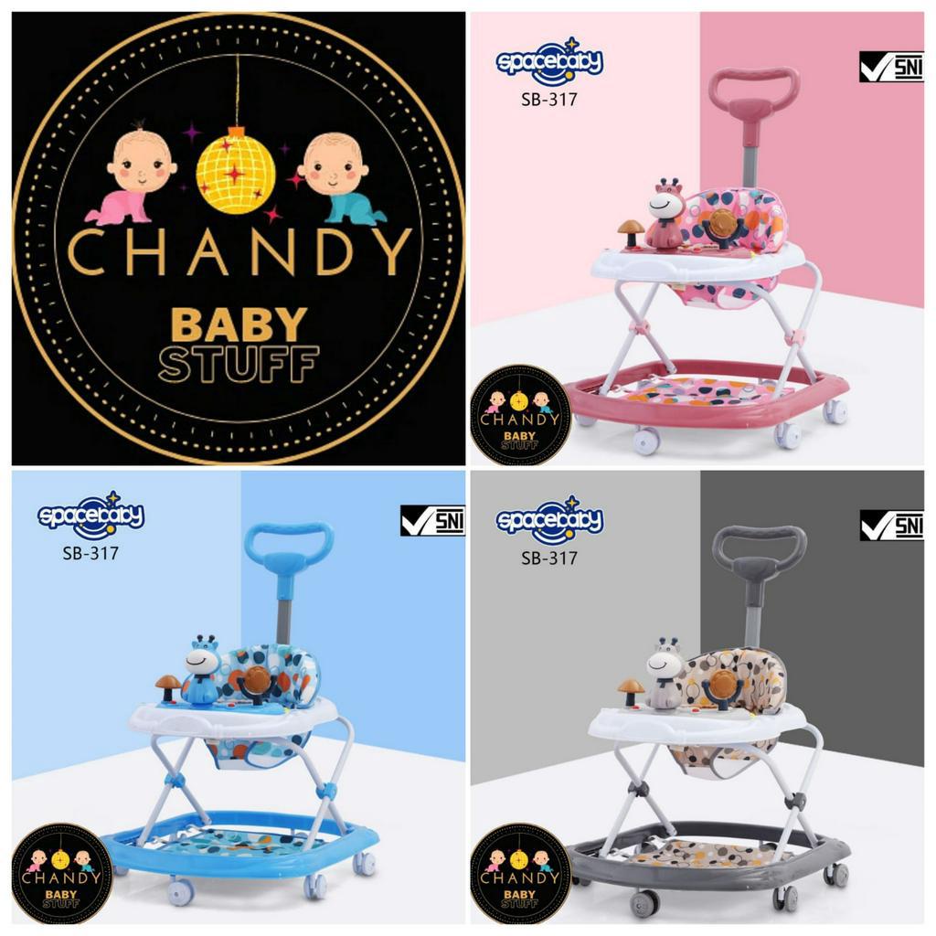 BABY WALKER SPACE BABY SB 317 ( DEER ) MAINAN RUSA DENGAN DORONGAN