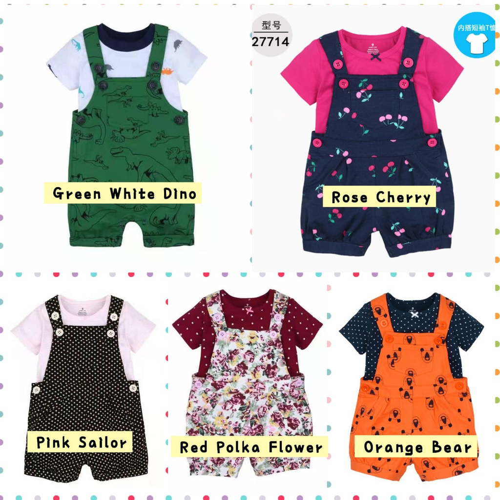 Set 2 in 1 Overall Bayi Anak Perempuan Laki Laki Jumper Rompi Anak Impor Setelan Baju Kodok Anak