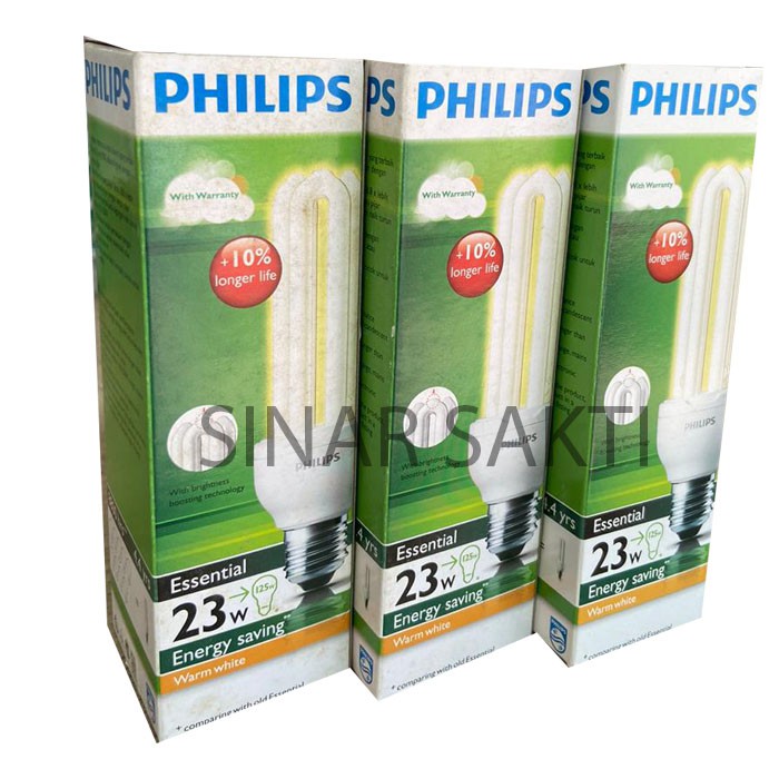 Philips Lampu Essential 23 Watt (Bundling 3 Pcs) PUTIH E27 23w