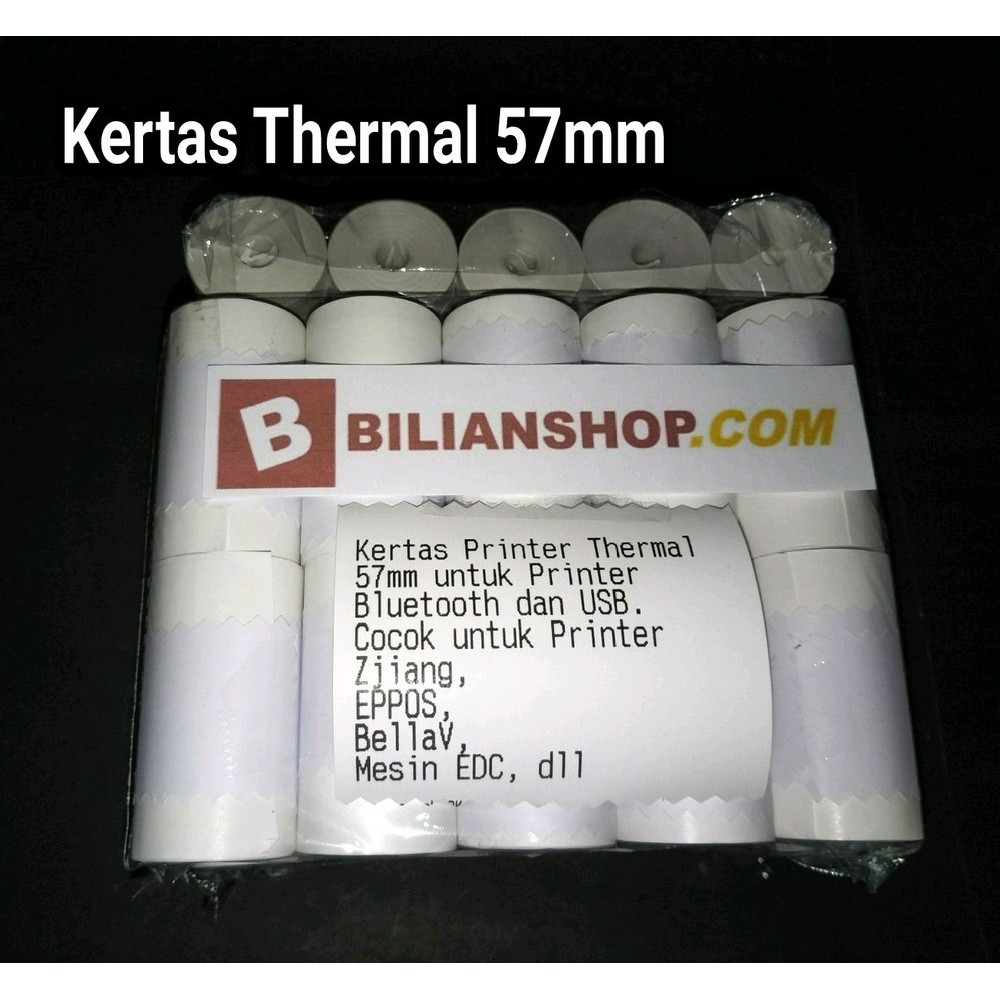

Kertas printer 58mm x 33mm thermal isi 10 Roll struk kasir untuk printer 58mm Bluetooth Usb mesin