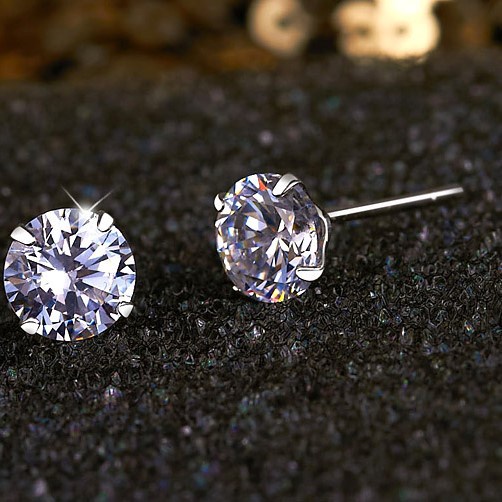 Anting Tusuk Sterling Silver 925 Dengan Batu Zircon Klasik Untuk Wanita