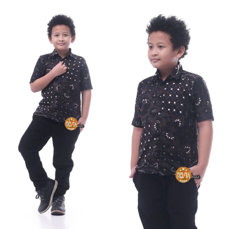 Batik wanita ASJ SA HRB026 Kenongo Kemeja Tosca Pendek-Hem Anak Cucakrowo