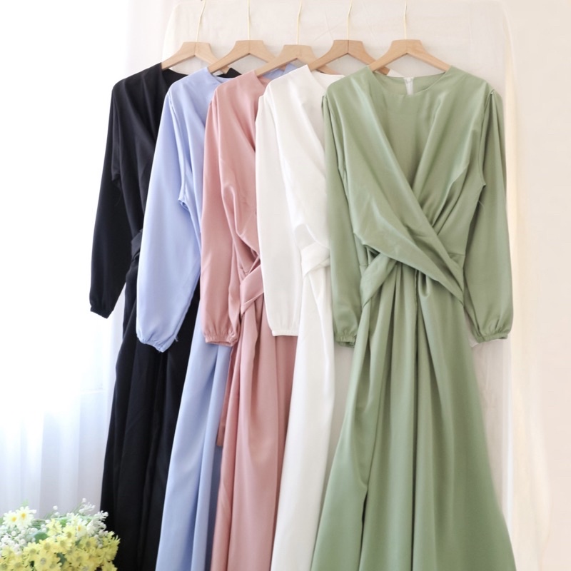 LUX satine dress by LANRE - dress gamis lebaran - dress satin - gamis satin - abaya turki dress kondangan