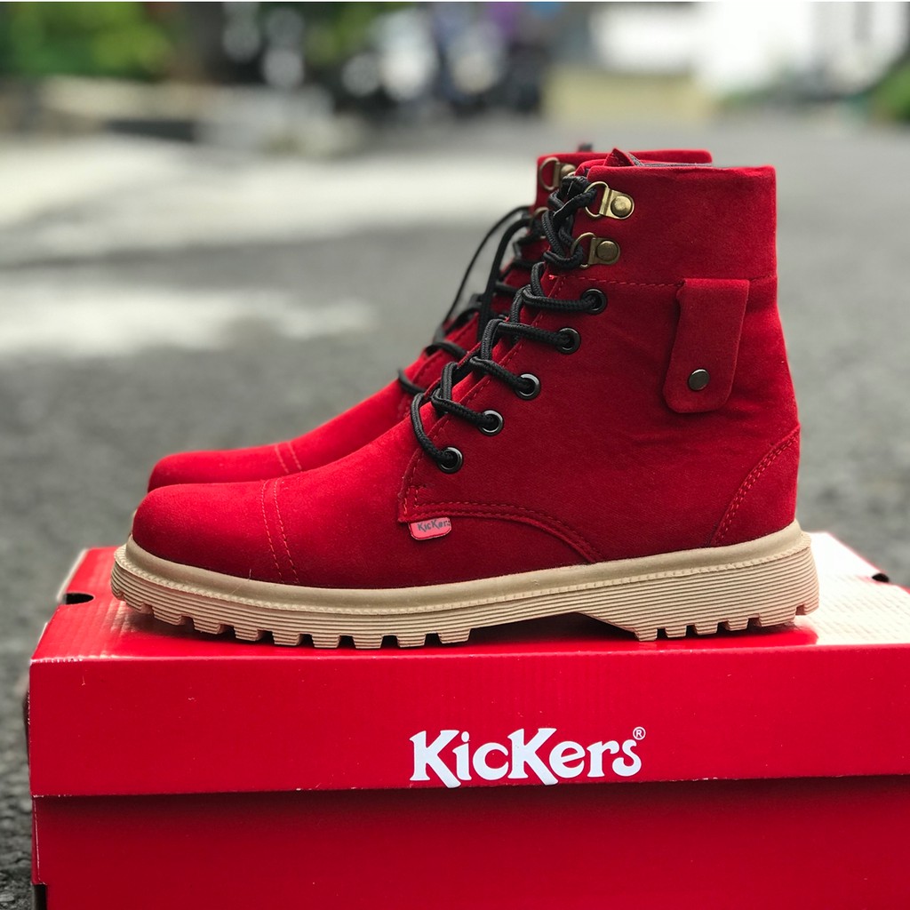 SEPATU BOOTS CEWEK KICKERS GAYA HARIAN FASHION BAHAN SUEDE WANITA