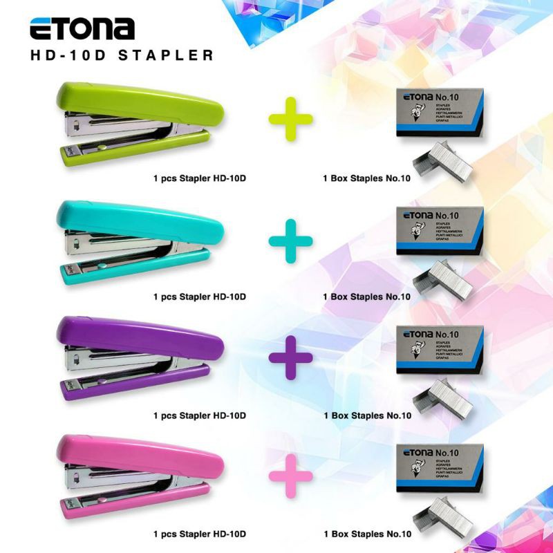 Stapler Etona HD10D + ISI WARNA BARU. Paket lengkap ekonomis