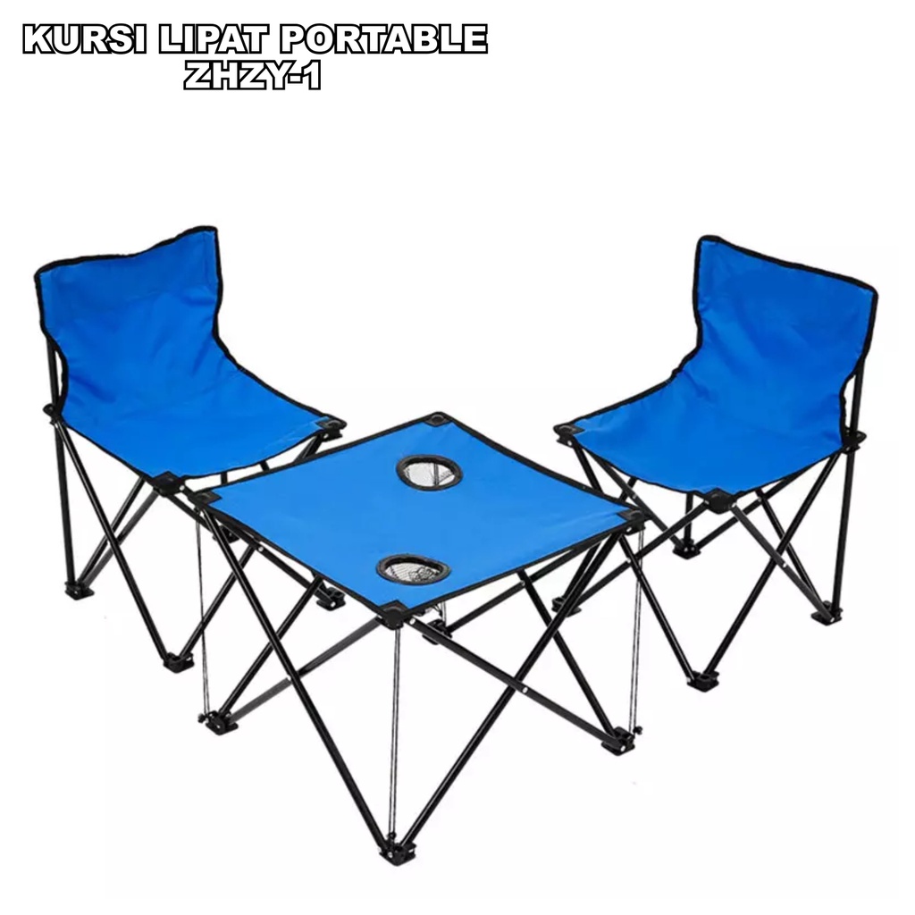 Set Kursi Lipat Folding Chair Fold Table Meja Camping Memancing Piknik Outdoor ZHZY-1 DR88