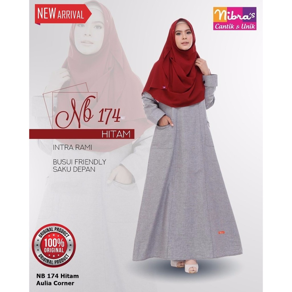 GROSIR Gamis Murah Nibras NB 174 Hitam Model Baju Gamis