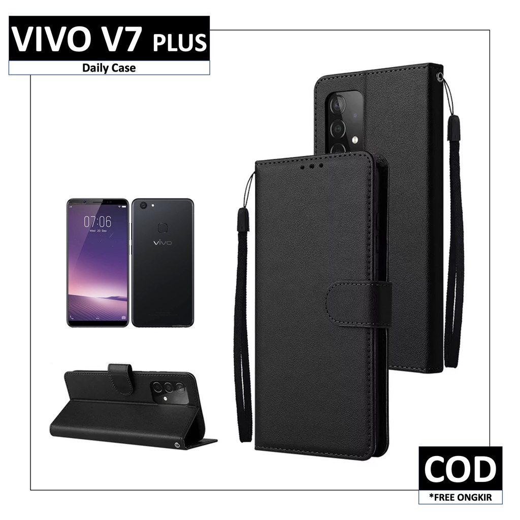 Case VIVO V7 PLUS | V7 1718 Terbaru Flip Leather Casing Premium Kesing Kulit HP Tutup Buka