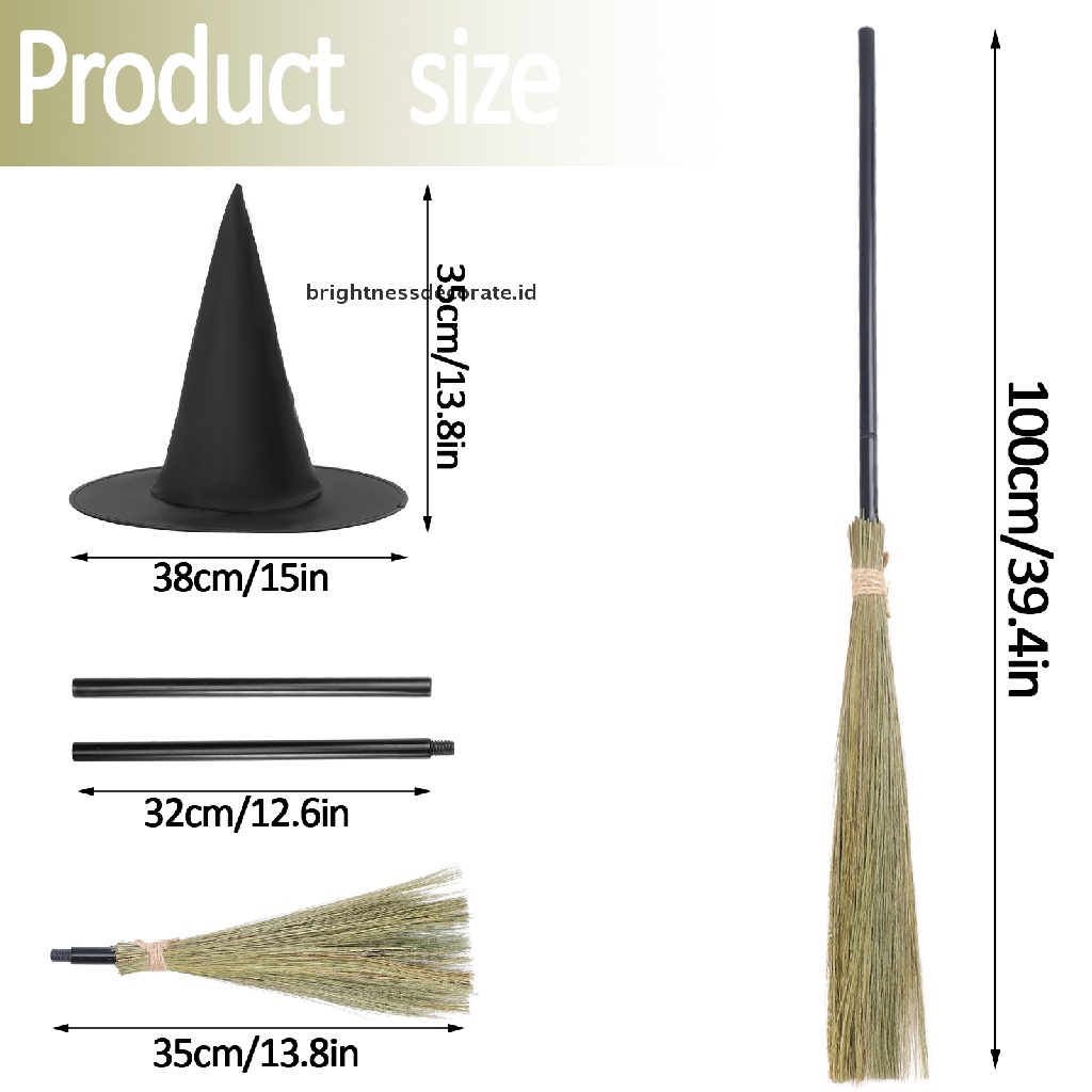 [birth] Halloween Witch Broom Plastic Witch Broomstick Broom Props Witch Broom [ID]