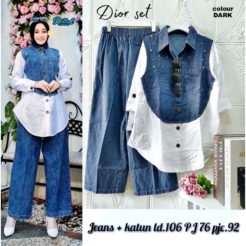 DIOR SET PANTS(100%ORI) JEANS WASH COMB COTTON IMPOR ( TERJANGKAU & FASHIONABLE )