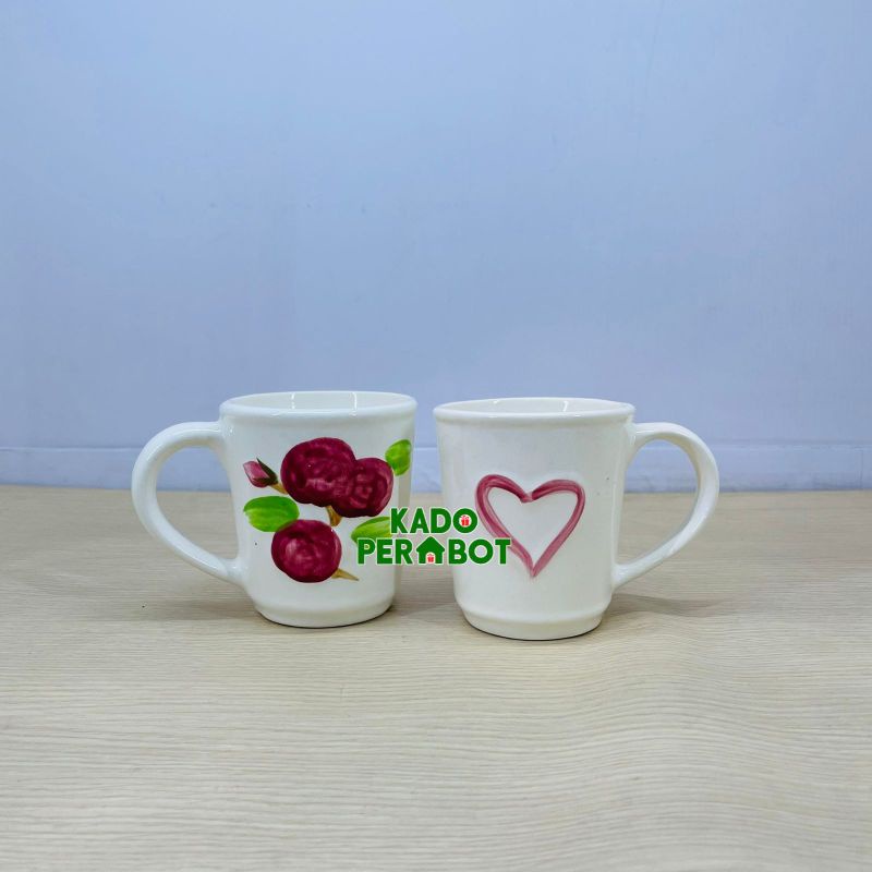 mug love set isi 2pcs - mug keramik 1set - cangkir keramik cantik