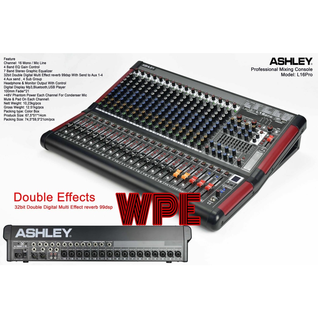 mixer audio ashley l16pro/ashley l16 pro original 16 channel