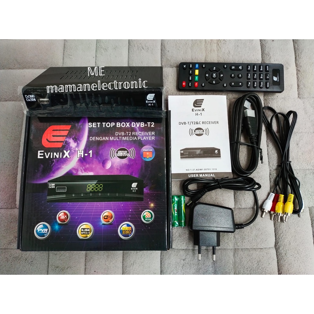 SET TOP BOX STB EVINIX H1 DVB T2 SUPPORT DIGITAL + ADAPTOR  MEECAST YOUTUBE