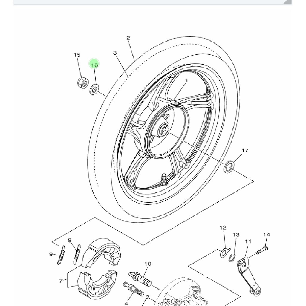 WASHER PLATE RING LUAR AS RODA BELAKANG XEON RC GT AEROX 125 ORIGINAL YGP 90201-16810