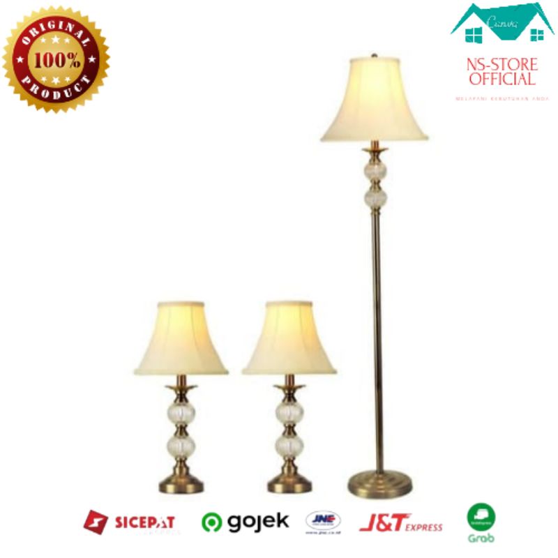 Eglare set 3 pcs lampu meja dan lantai barang antik