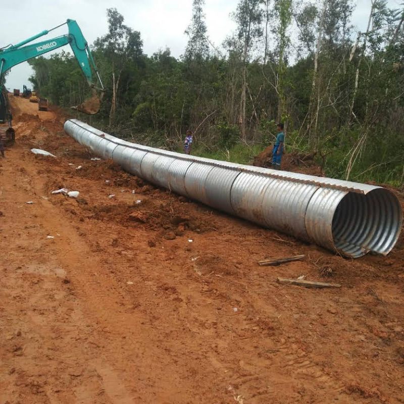 Pipa Baja Bergelombang Gorong Gorong Baja Corrugated Steel Pipe Nestable Flange dan Multi Plate Pipe