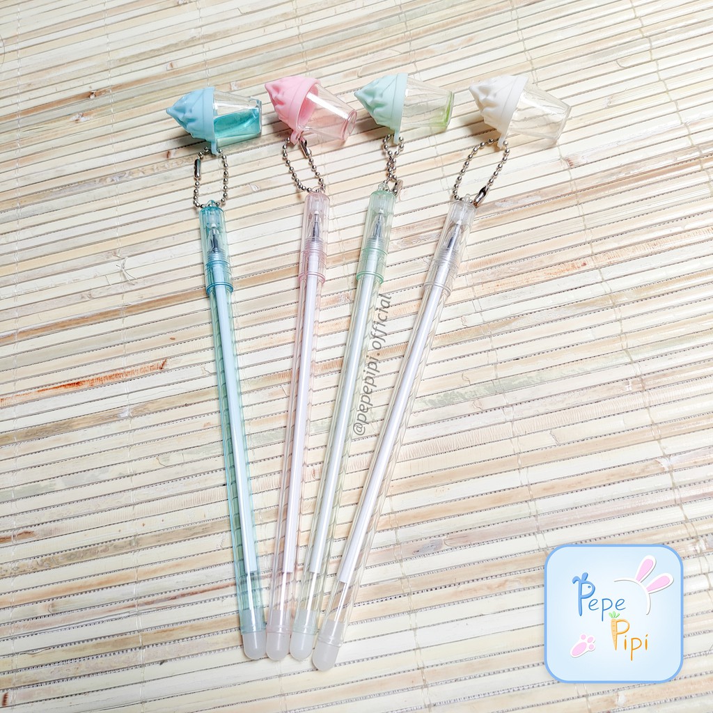 4 &amp;12 pcs Pena Gantungan Ice Cream Cup Pen Bolpen Pulpen Bolpoin Karakter eskrim