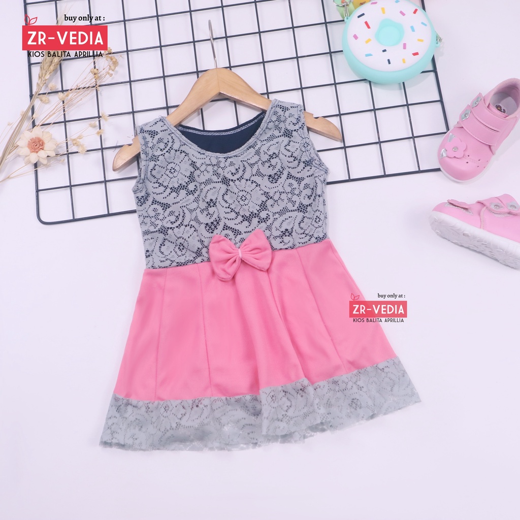 Dress Zulfa uk Bayi 6-18 Bulan / Dres Brokat Anak Perempuan Baju Brukat Balita Cewek Pakaian Import