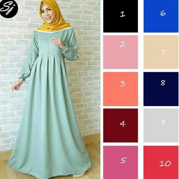 BARU TERLARIS GAMIS SYARI BALOTELLI POLOS / BASIC DRESS - NAVY, L PROMO