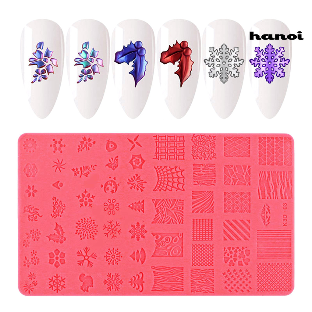 HN_Nail Template Exquisite Practical Colorful Silicone Nail Stemping Plates for Girl