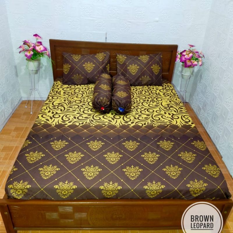 sprei murah homemade motif brown leopard - 120x200 160x200 180x200 200x200