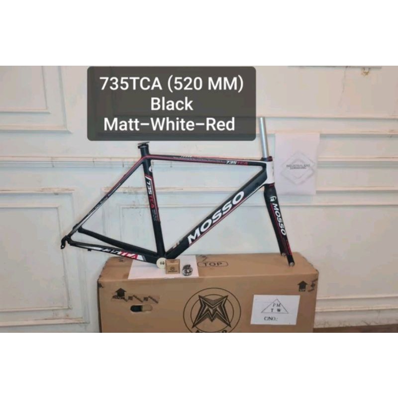 Frame Roadbike Mosso 735TCA Size 520mm Warna Hitam Merah . Rangka Sepeda Balap Road Bike 735 TCA Size Ukuran 52cm 520 mm