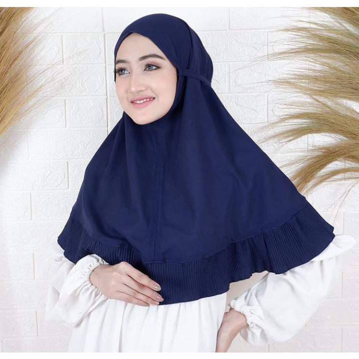 FASHION MUSLIM // Bergo Tali Maryam Plisket Diamond Premium / Bergo Plisket bahan diamond