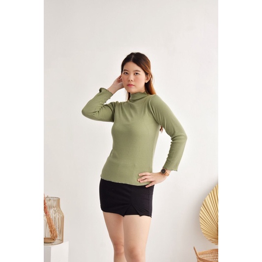 JOSSIE KNIT TOP LONGSLEEVE RIB KNIT / ATASAN WANITA TURTLE NECK / BAJU LENGAN PANJANG BASIC OUTFIT