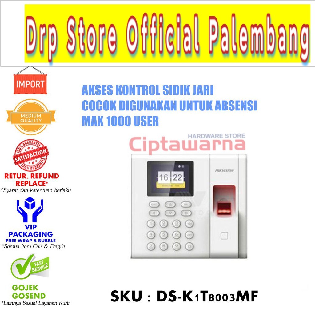 HIKVISION AKSES SIDIK JARI FINGERPRINT ACCESS CONTROL DS-K1T8003MF