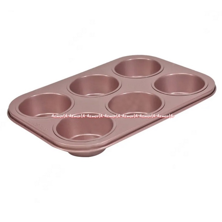 Wiltshire 6 Cup Muffin Pan Tray Bulat Loyang Kue Tempat Bakar Panggang Cup Cake Adonan Kue Anti lengket Capcake Rose Gold Wilt Shire