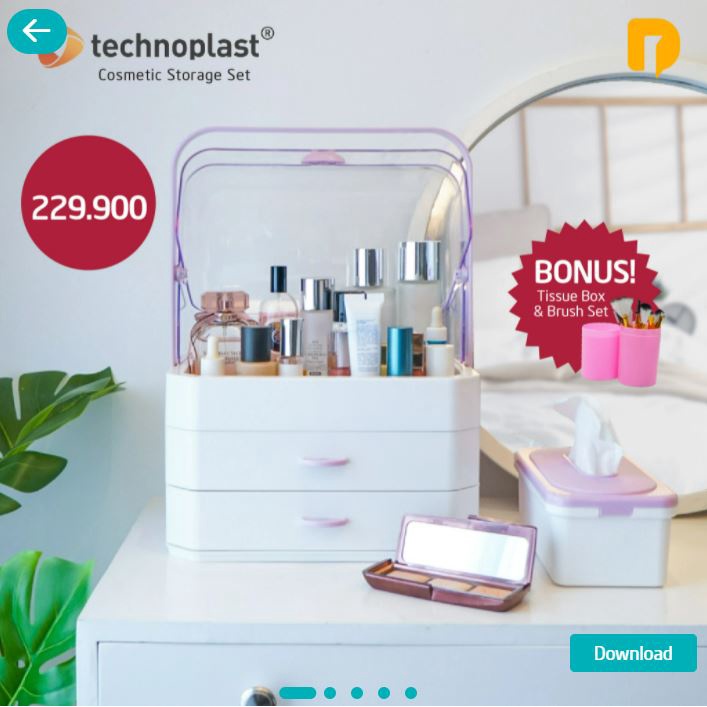 technoplast Cosmetic Storage Set | Rak Susun Kosmetik Organizer | Make Up Rack | Kotak Makeup
