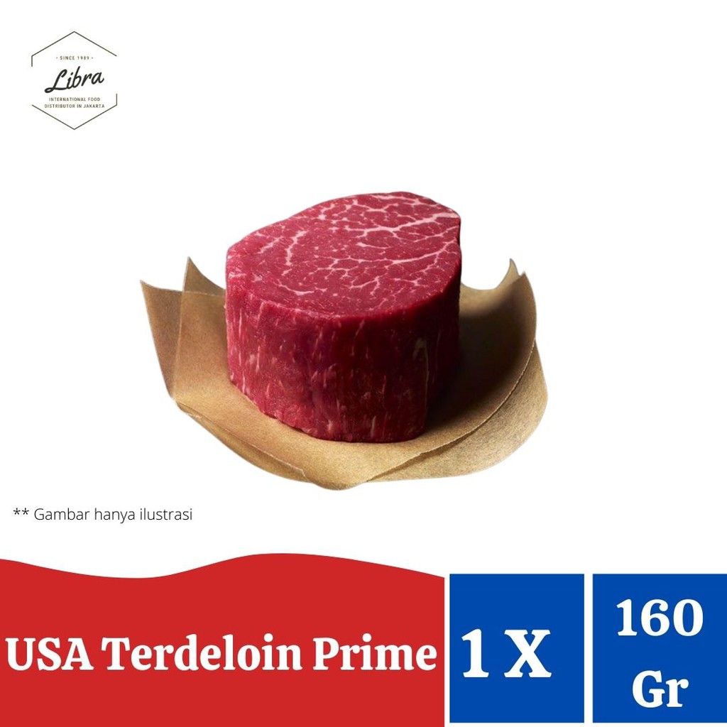 

USA - TENDERLOIN PRIME BEEF / DAGING SAPI TENDERLOIN CUT STEAK 160 GR