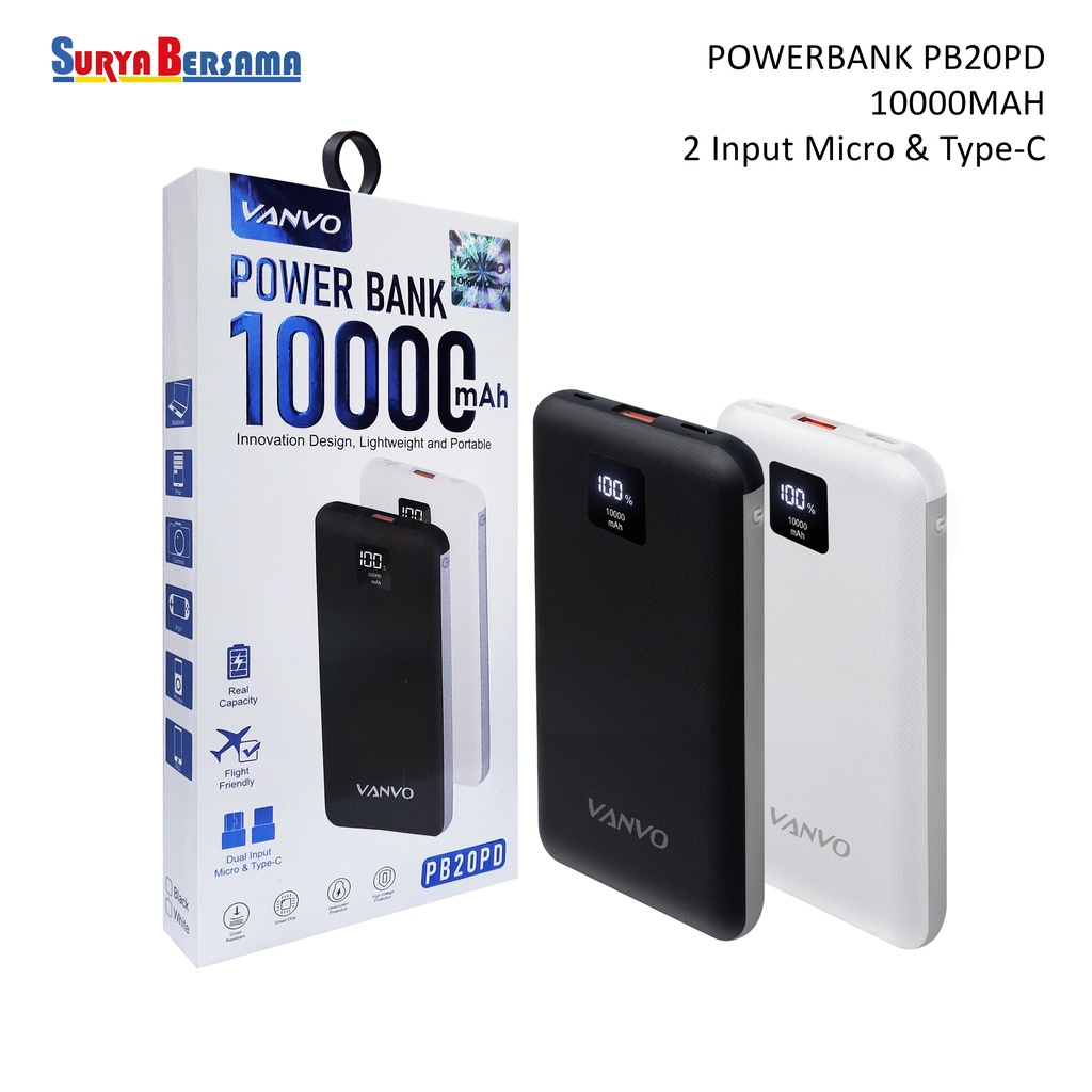 PB POWERBANK FAST CHARGING 10000MAH VANVO PB20PD TYPE-C POWER DELIVERY