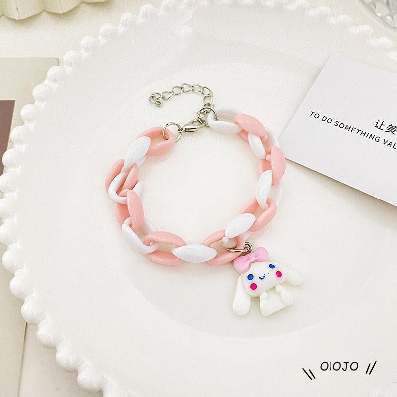 【COD】Gelang Desain Kartun Anjing Telinga Besar Warna Pink Biru Untuk Pasangan