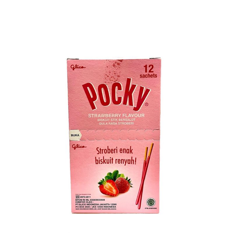 

Glico Pocky Sachet Strawberry 1 kotak isi 12 single box stroberi stik AYES TOSERBA