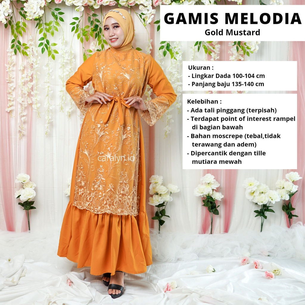 GAMIS TERBARU 2023 LEBARAN WANITA BRUKAT PESTA MODEL TERBARU MELODIA