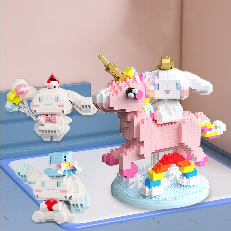 Mainan Rakitan Balok Bangunan Kartun Anjing Cinnamon / Unicorn