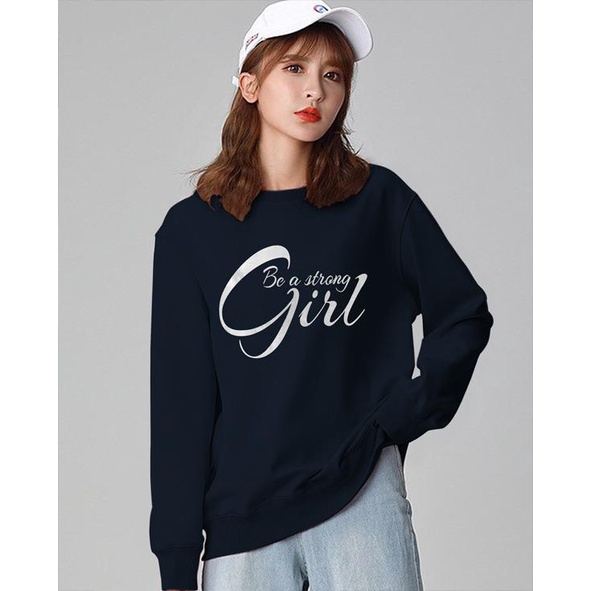 Kaos Lengan Panjang  GIRL STRONG/ Kaos Sweatshirt / Atasan Wanita / Atasan Wanita Lengan Panjang