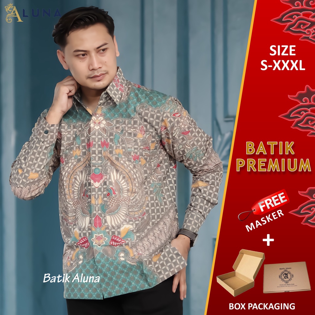 KEMEJA BATIK PRIA PREMIUM LENGAN PANJANG REGULAR KANTOR BATIK ALUNA PCW 074