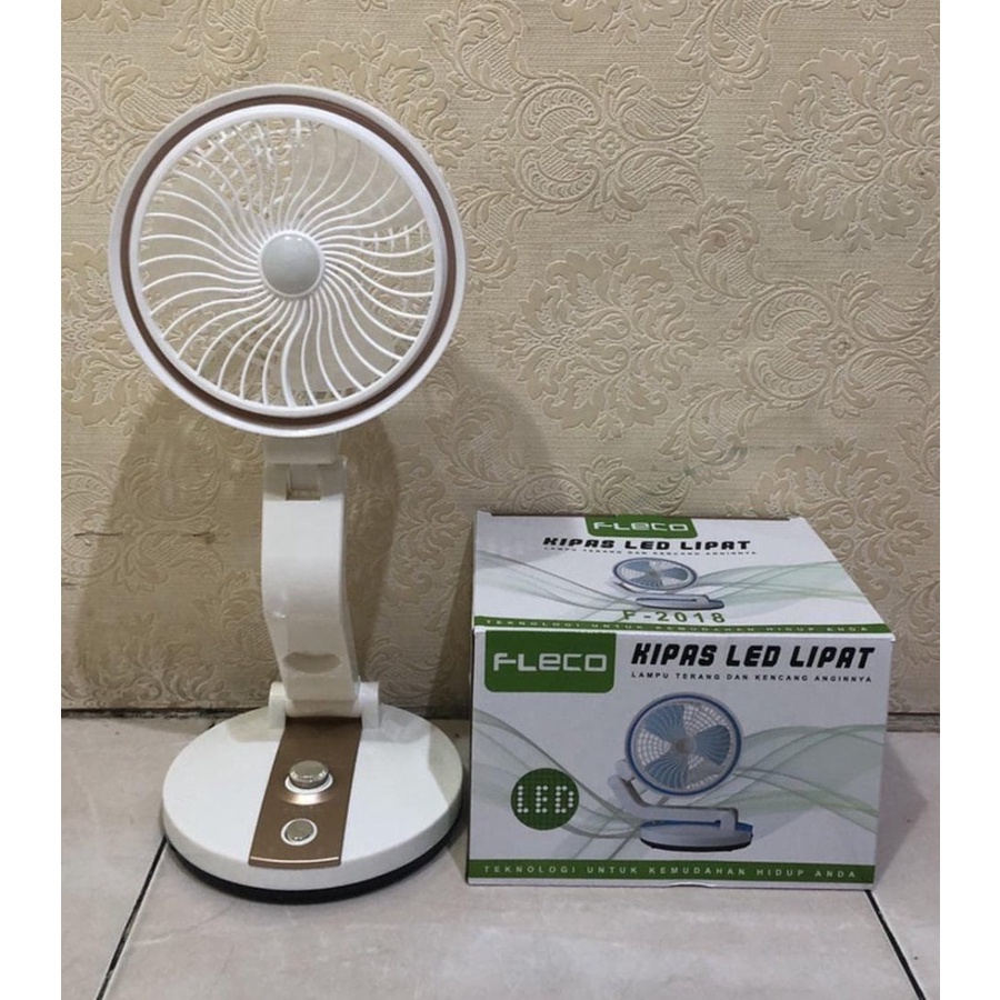 Kipas Angin FLECO-2018 LED PORTABLE 2in1 Fan Lipat Lampu Meja DISCON