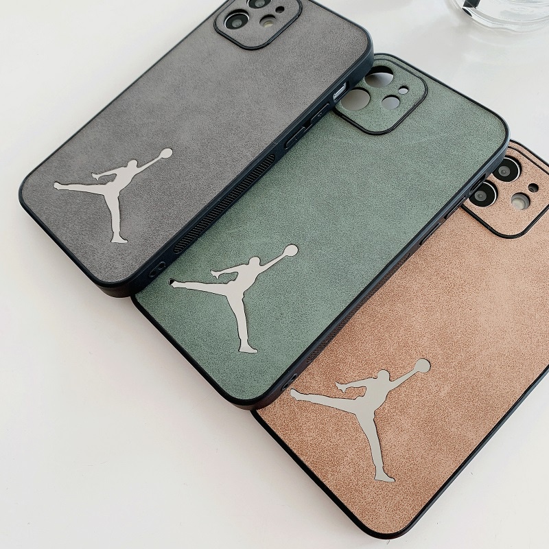 Case Bahan Kulit Tahan Pecah Desain Pemain Basket Untuk iphone 13 12 11 pro max XR xsmax 7 8 plus se2