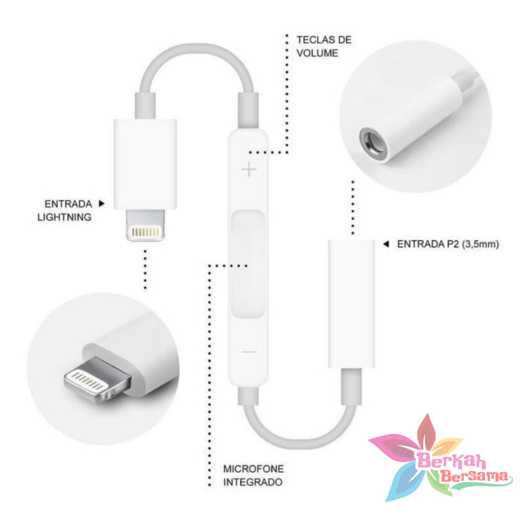 MH020 Lightning To aux 3.5 mm audio Headphone Jack Adapter for Spilter  BB6661