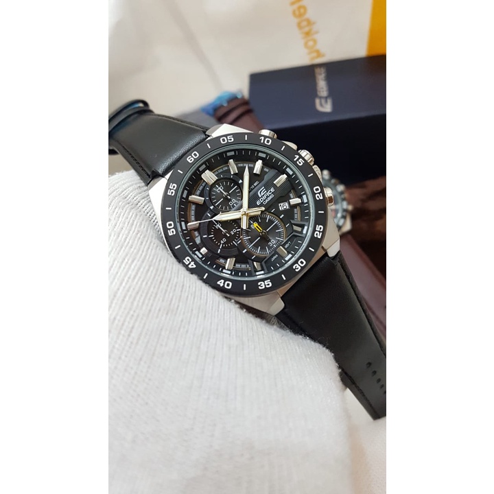 JAM TANGAN PRIA CASIO EDIFICE EFR 564 EFR564 LEATHER CHRONOGRAPH BOX ORIGINAL JAM TANGAN PRIA KASUAL