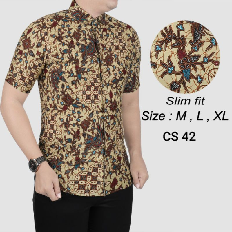 BAJU BATIK PRIA SLIM FIT LENGAN PENDEK COLINDION CBS763 PREMIUM KEMEJA BLD JAKARTA