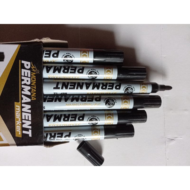 (1box isi 12pcs)Spidol Permanen Montana Hitam Marker Murah