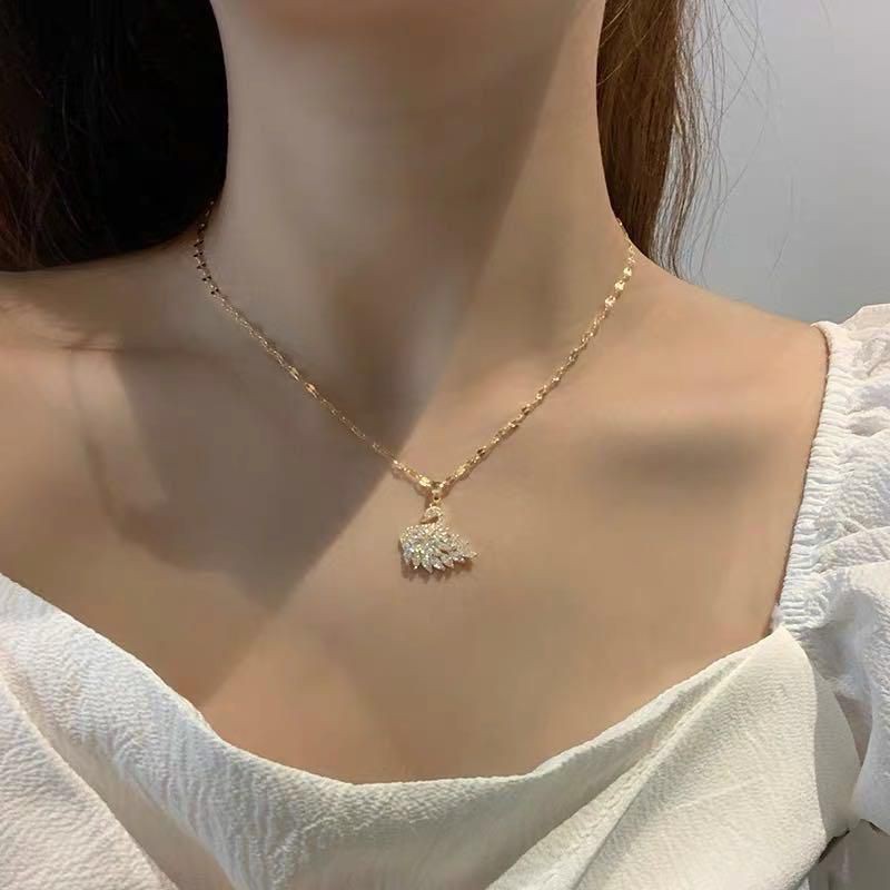 Kalung Permata Model Angsa | Kalung Wanita | Kalung Titanium Anti Karat | Kalung Liontin