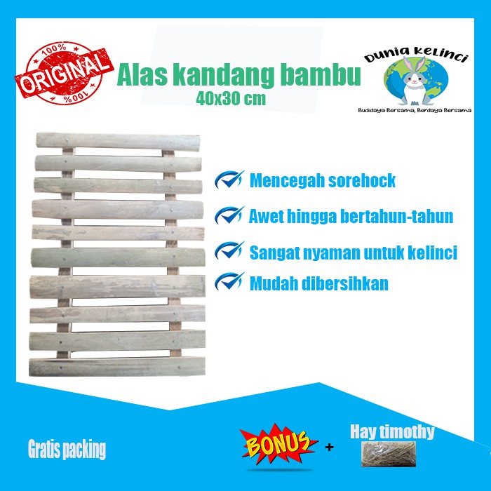 FOOTREST ALAS TATAKAN KANDANG BAMBU 40X30 CM KELINCI ANJING KUCING GUINEA PIG MARMUT FOOT REST HEWAN