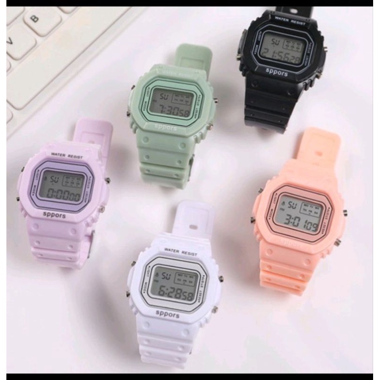 JAM TANGAN DIGITAL RUBBER PRIA / WANITA Macaron KARET LED KOREA SPORT - Ungu